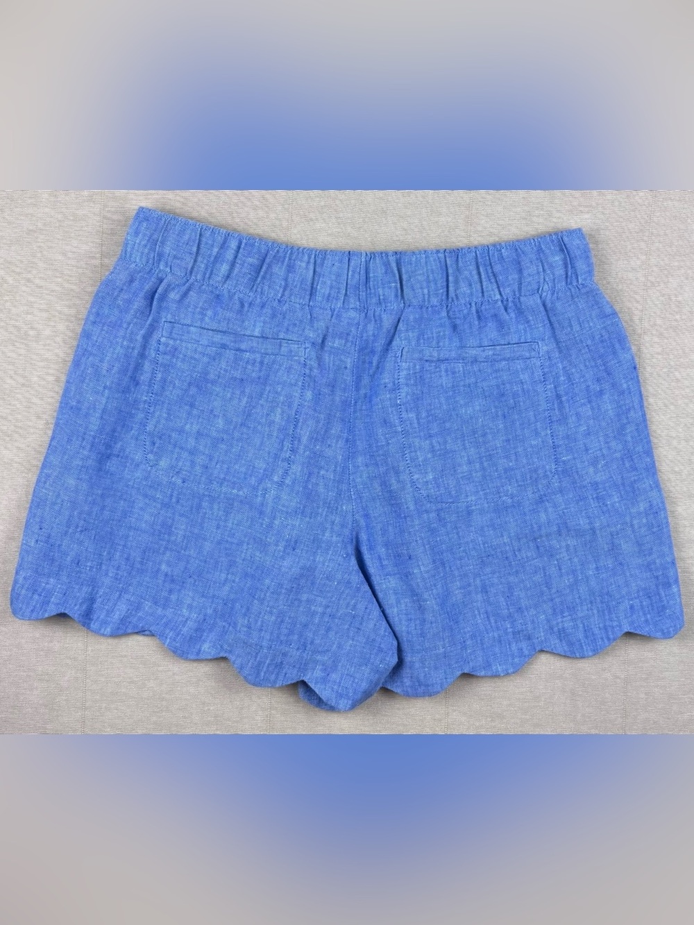 Lilly Pulitzer Blue 100% Linen Scallop Hem Pull-On Shorts Size Small - Picture 3 of 4
